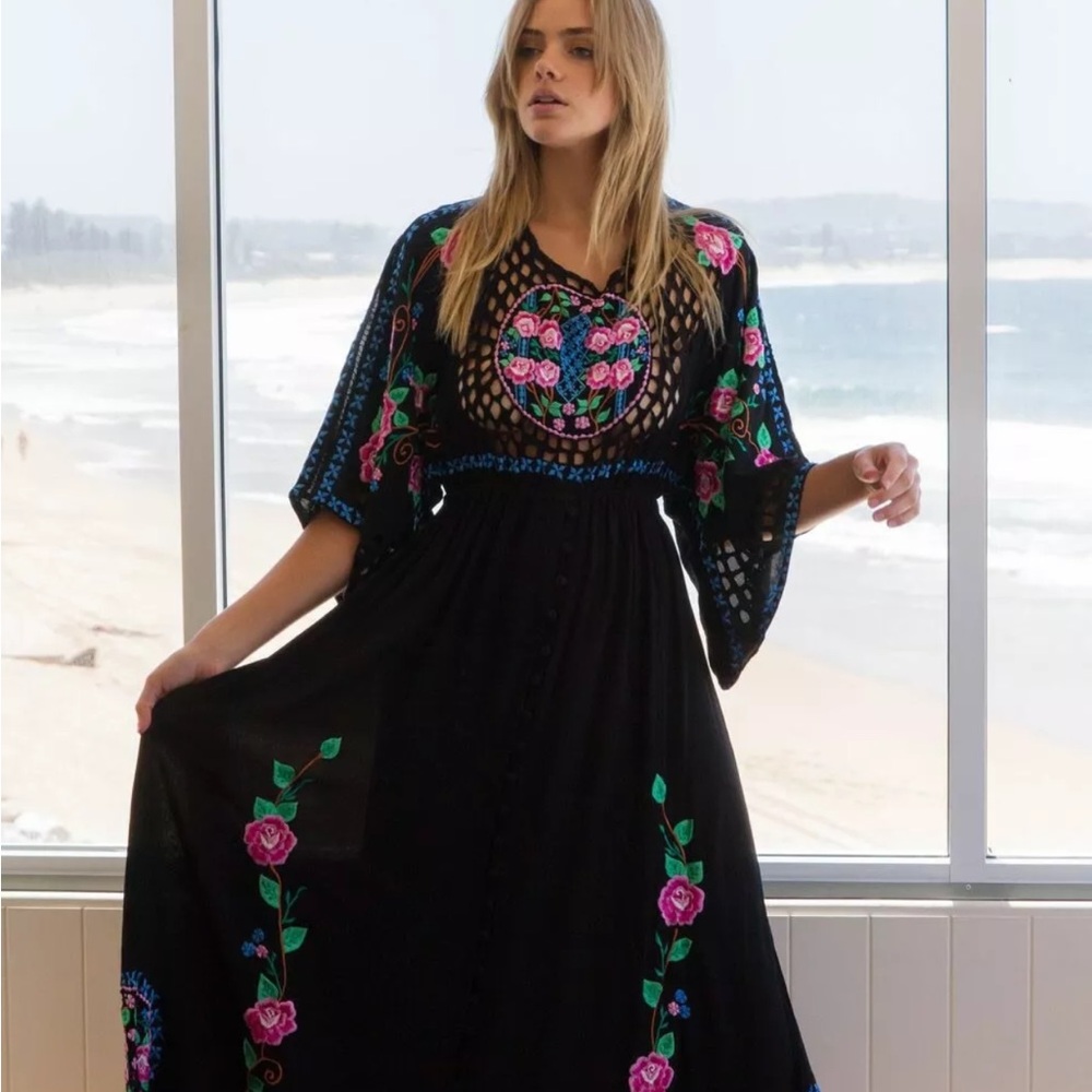 Fillyboo Is There Love on Mars Black Maxi Dress L